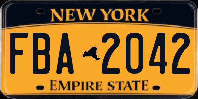NY license plate FBA2042