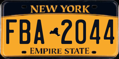 NY license plate FBA2044