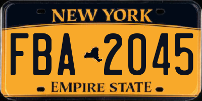 NY license plate FBA2045