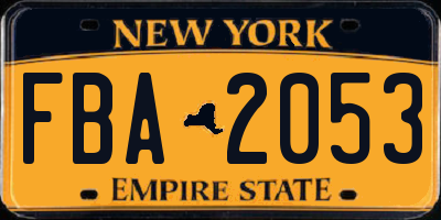 NY license plate FBA2053