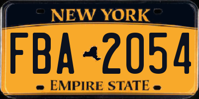 NY license plate FBA2054