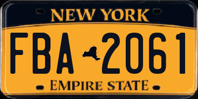 NY license plate FBA2061