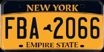 NY license plate FBA2066