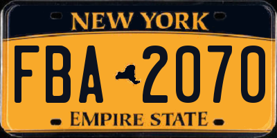 NY license plate FBA2070