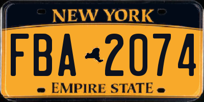 NY license plate FBA2074