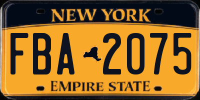 NY license plate FBA2075