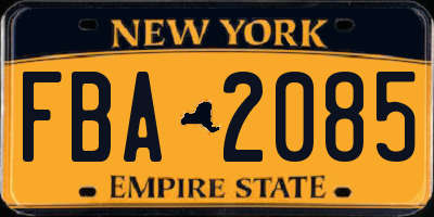 NY license plate FBA2085