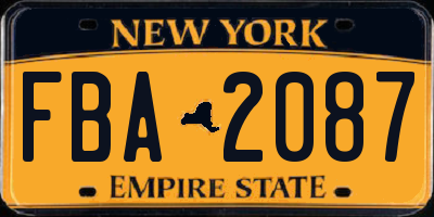NY license plate FBA2087