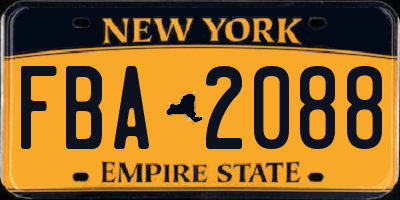 NY license plate FBA2088