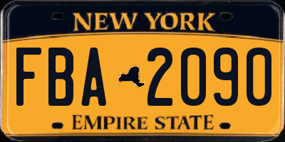 NY license plate FBA2090