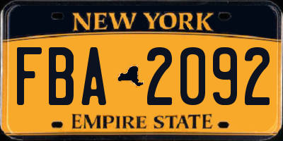 NY license plate FBA2092