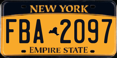 NY license plate FBA2097