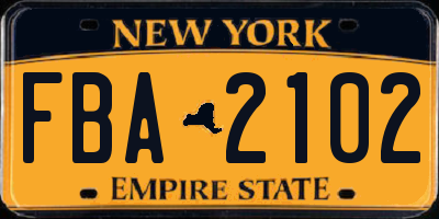 NY license plate FBA2102