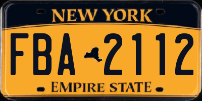 NY license plate FBA2112