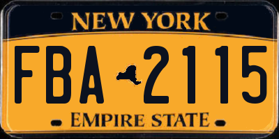 NY license plate FBA2115