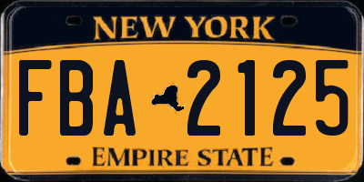 NY license plate FBA2125