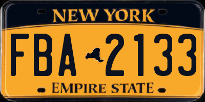 NY license plate FBA2133
