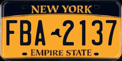 NY license plate FBA2137