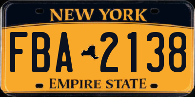 NY license plate FBA2138