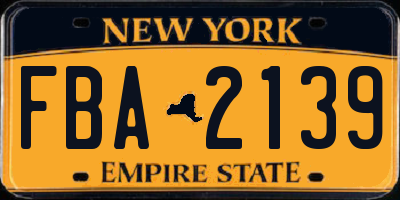 NY license plate FBA2139