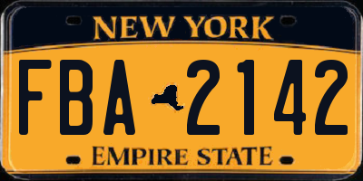 NY license plate FBA2142