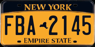 NY license plate FBA2145