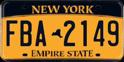 NY license plate FBA2149
