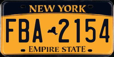 NY license plate FBA2154