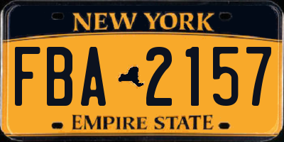 NY license plate FBA2157