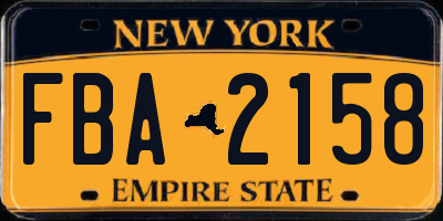 NY license plate FBA2158