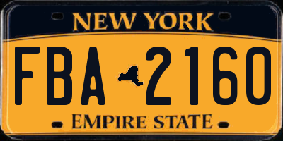 NY license plate FBA2160