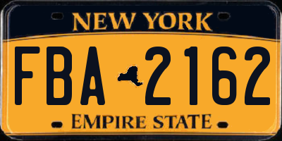 NY license plate FBA2162