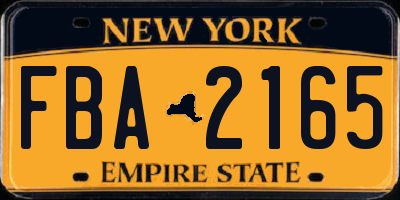 NY license plate FBA2165