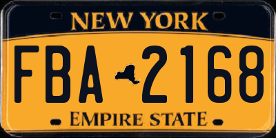 NY license plate FBA2168
