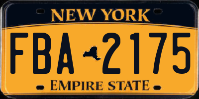 NY license plate FBA2175