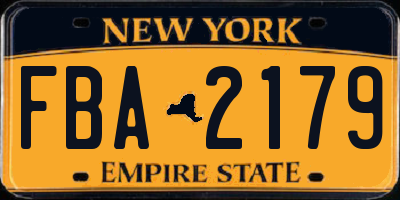 NY license plate FBA2179