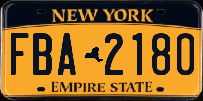 NY license plate FBA2180