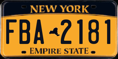 NY license plate FBA2181