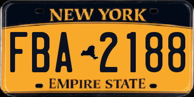 NY license plate FBA2188