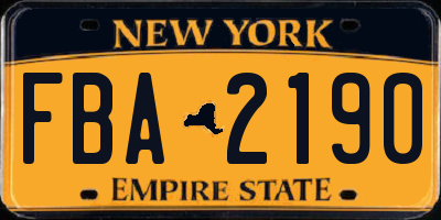 NY license plate FBA2190