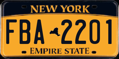 NY license plate FBA2201