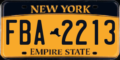 NY license plate FBA2213
