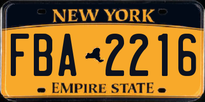 NY license plate FBA2216