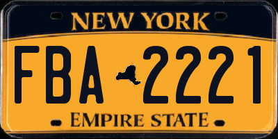 NY license plate FBA2221