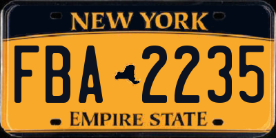 NY license plate FBA2235