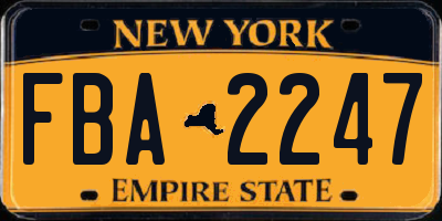 NY license plate FBA2247