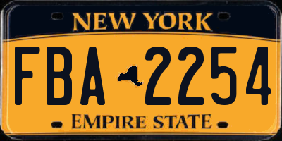 NY license plate FBA2254