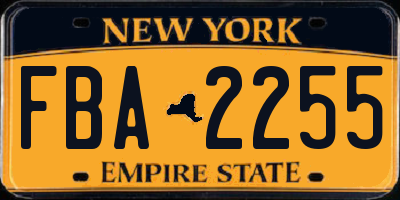 NY license plate FBA2255