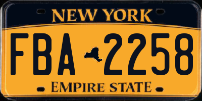 NY license plate FBA2258
