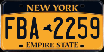 NY license plate FBA2259